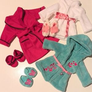 American Girl Pleasant Company Three Robe & Slipper Sets
